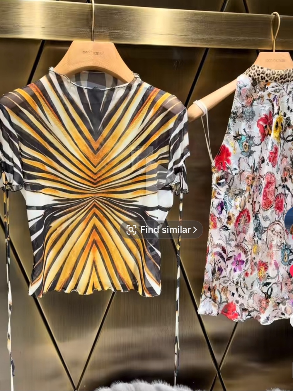 Roberto Cavalli Gold and Black Blouse